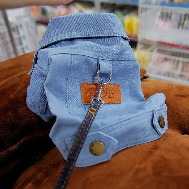 Spring Dog Suit Outfits Denim Coat Clothes for Small Medium Dogs  with