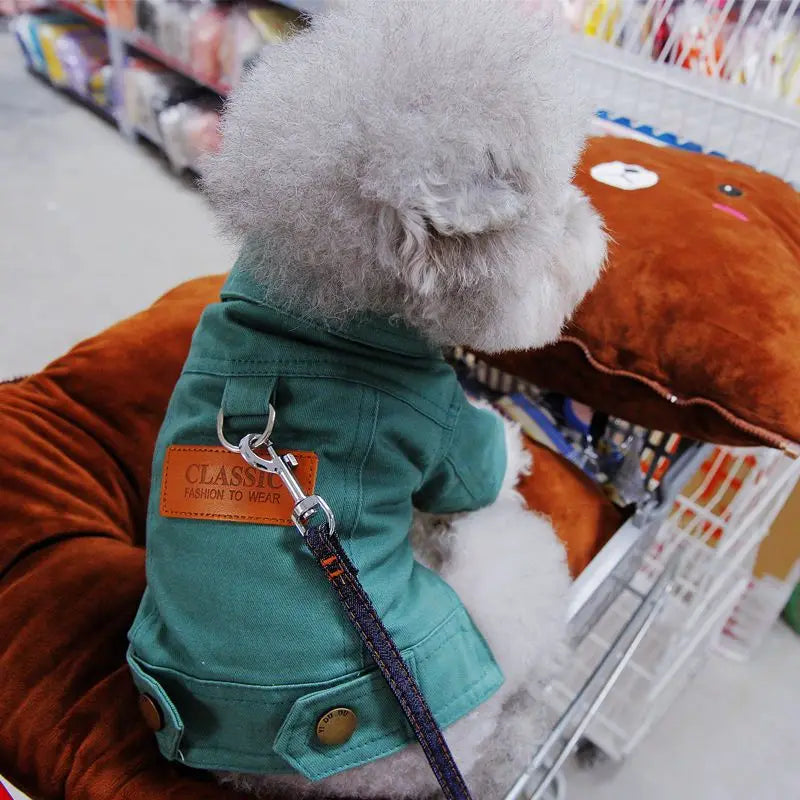 Spring Dog Suit Outfits Denim Coat Clothes for Small Medium Dogs  with