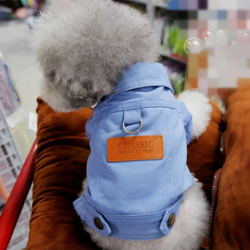 Spring Dog Suit Outfits Denim Coat Clothes for Small Medium Dogs  with